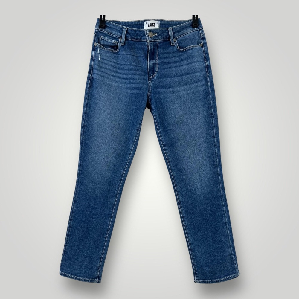 Paige Brigitte Jeans Womens 26 Destructed Mid Rise‎ Straight Leg Stretch Denim